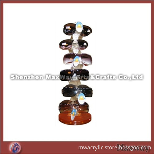 6 Pairs Orange High Quality Plexiglass/Acrylic Eyeglasses Holder/Display Stand with Round Base